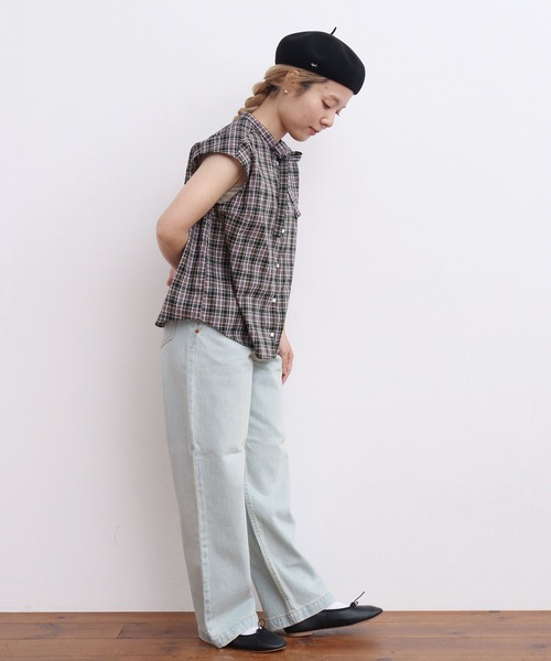CHILD WOMAN(チャイルドウーマン)の「LIBERTY/リバティ タータンチェック 細ボウタイフレンチスリーブブラウス(シャツ/ブラウス・レディース・ネイビー/グリーン・FREE)」の18枚目の写真
