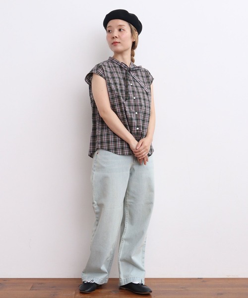 CHILD WOMAN(チャイルドウーマン)の「LIBERTY/リバティ タータンチェック 細ボウタイフレンチスリーブブラウス(シャツ/ブラウス・レディース・ネイビー/グリーン・FREE)」の17枚目の写真