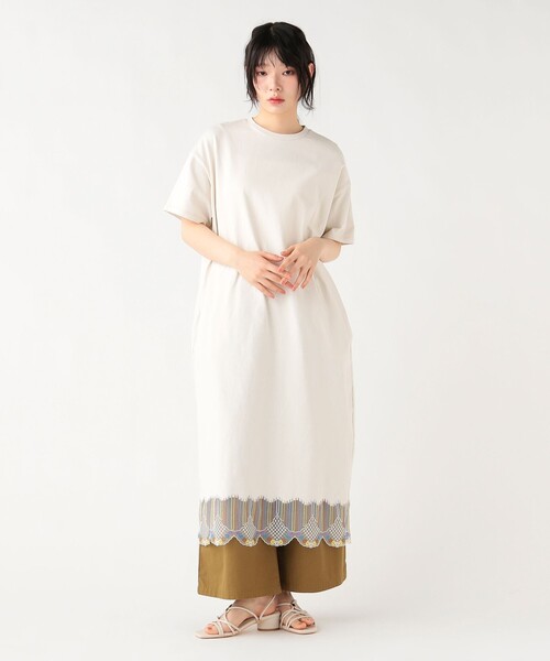BEAMS HEART(ビームスハート)の「裾 スカラレース ワンピース(ワンピース・レディース・ブラック/ホワイト系その他5/ブラウン・FREE)」の2枚目の写真