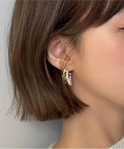 LA VORAGINE(ラ ヴォラジネ)の「二連エコパールジルコニアピアス(ピアス(両耳用)・レディース・シルバー/ゴールド・FREE)」の6枚目の写真