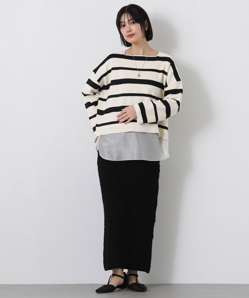 Gready Brilliant（グレディブリリアン）の「スクエアネックシアーヘムＴ（Tシャツ/カットソー・レディース・オフホワイト/ブラック・38）」の7枚目の写真