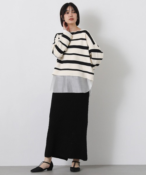 Gready Brilliant（グレディブリリアン）の「スクエアネックシアーヘムＴ（Tシャツ/カットソー・レディース・オフホワイト/ブラック・38）」の10枚目の写真