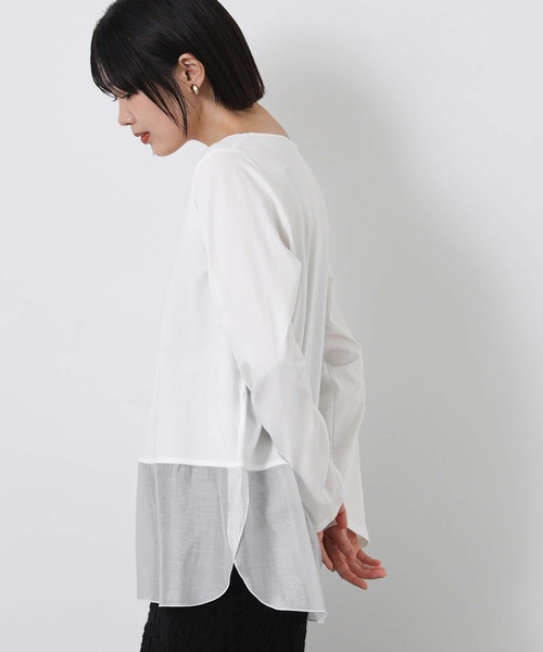 Gready Brilliant（グレディブリリアン）の「スクエアネックシアーヘムＴ（Tシャツ/カットソー・レディース・オフホワイト/ブラック・38）」の12枚目の写真