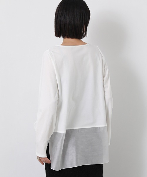 Gready Brilliant（グレディブリリアン）の「スクエアネックシアーヘムＴ（Tシャツ/カットソー・レディース・オフホワイト/ブラック・38）」の13枚目の写真