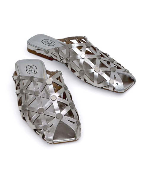 ASH(アッシュ)の「アッシュ【BONE】スタッズフラットミュール メッシュ サンダル 2cmヒール(パンプス・レディース・シルバー/ブラック・38/37/36/35)」の15枚目の写真