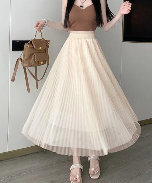 Miniministore(ミニミニストア)の「チュールスカートレディースロングスカート(スカート・レディース・グリーン/ピンク/アイボリー/ブラック/キャメル/パープル・FREE)」の7枚目の写真