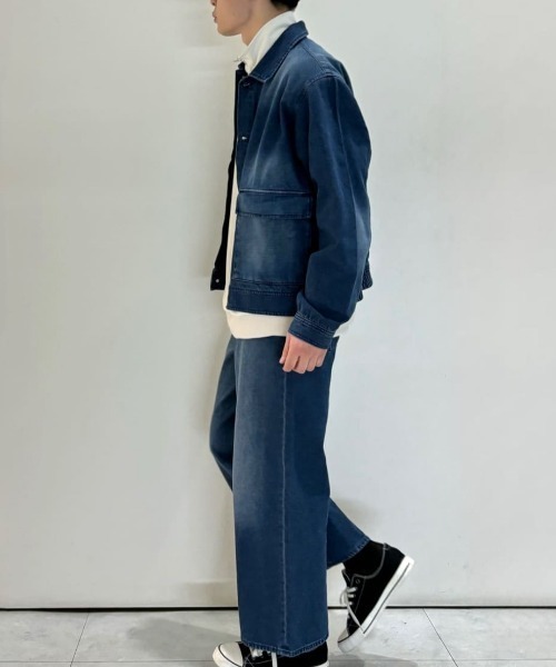 BACK NUMBER（バックナンバー）の「【BACK NUMBER】 デニム フルジップ ブルゾン (ワークジャケット / オーバーサイズ / ユーズド加工)（デニムジャケット・メンズ・ダークインディゴブルー/ブラック・L/XL/M）」の4枚目の写真