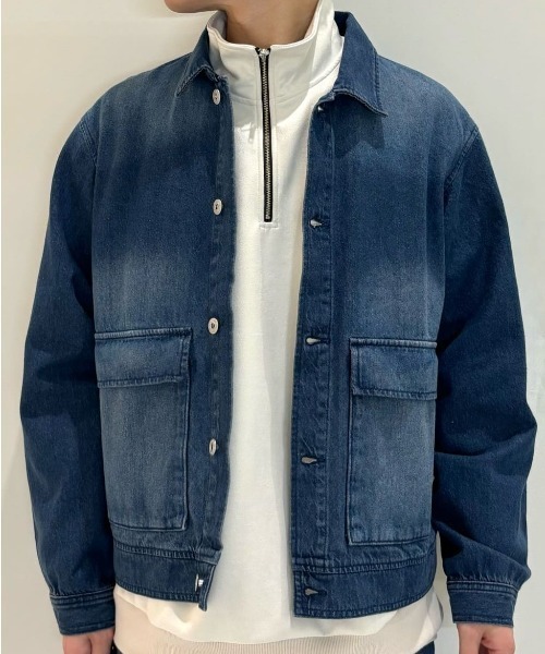 BACK NUMBER（バックナンバー）の「【BACK NUMBER】 デニム フルジップ ブルゾン (ワークジャケット / オーバーサイズ / ユーズド加工)（デニムジャケット・メンズ・ダークインディゴブルー/ブラック・L/XL/M）」の20枚目の写真