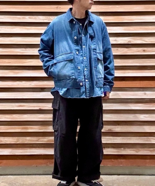 BACK NUMBER（バックナンバー）の「【BACK NUMBER】 デニム フルジップ ブルゾン (ワークジャケット / オーバーサイズ / ユーズド加工)（デニムジャケット・メンズ・ダークインディゴブルー/ブラック・L/XL/M）」の8枚目の写真