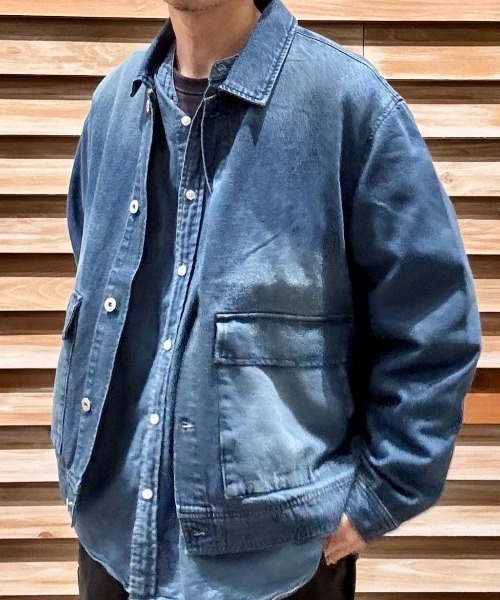 BACK NUMBER（バックナンバー）の「【BACK NUMBER】 デニム フルジップ ブルゾン (ワークジャケット / オーバーサイズ / ユーズド加工)（デニムジャケット・メンズ・ダークインディゴブルー/ブラック・L/XL/M）」の7枚目の写真