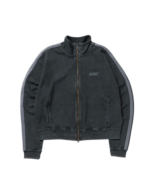 BEN DAVIS(ベンデイビス)の「【BEN DAVIS(ベンデイビス)】JERSEY LINE TRACK JACKET / ビッグシルエット フルジップ ヘビーウェイト 加工 刺繍 フーディ【短丈】(Tシャツ/カットソー・メンズ・グレー/ピンク/ブラック・LARGE/MEDIUM)」の4枚目の写真