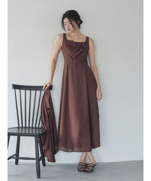 LAGUNAMOON(ラグナムーン)の「バックリボンフレアシアーワンピース 【夏服】(ワンピース・レディース・アイボリー/ブラウン・SMALL/MEDIUM)」の21枚目の写真