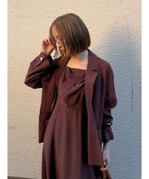LAGUNAMOON(ラグナムーン)の「バックリボンフレアシアーワンピース 【夏服】(ワンピース・レディース・アイボリー/ブラウン・SMALL/MEDIUM)」の5枚目の写真
