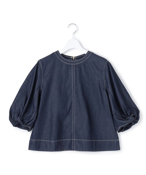 J.PRESS YORK STREET(ジェイプレスヨークストリート)の「【WOMEN】ライトダンガリー ツイストスリーブ ブラウス(シャツ/ブラウス・レディース・ダルブルー系/ネイビー系・F)」の2枚目の写真
