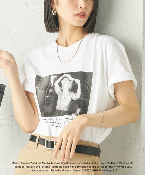 GOOD ROCK SPEED（グッドロックスピード）の「【SHIPS別注】Marilyn Monroe / フォト TEE（Tシャツ/カットソー・レディース・ベージュ/ホワイト/ブラック/ホワイト系・ONE SIZE）」の2枚目の写真