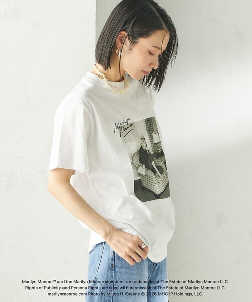 GOOD ROCK SPEED（グッドロックスピード）の「【SHIPS別注】Marilyn Monroe / フォト TEE（Tシャツ/カットソー・レディース・ベージュ/ホワイト/ブラック/ホワイト系・ONE SIZE）」の6枚目の写真