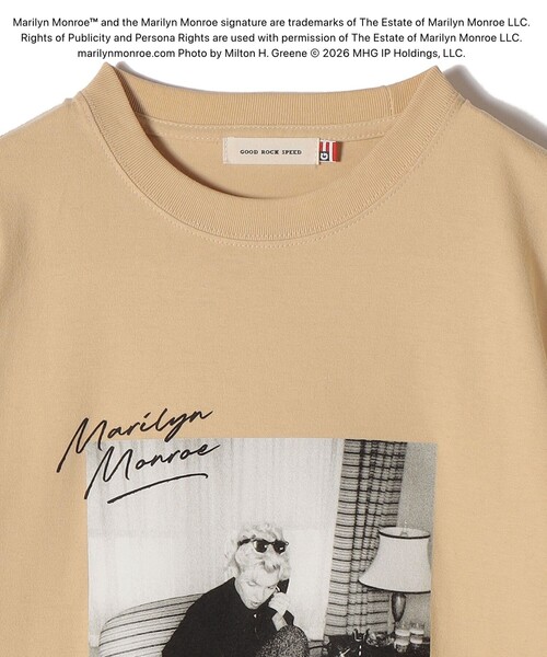 GOOD ROCK SPEED(グッドロックスピード)の「【SHIPS別注】Marilyn Monroe / フォト TEE(Tシャツ/カットソー・レディース・ベージュ/ホワイト/ブラック/ホワイト系・ONE SIZE)」の8枚目の写真