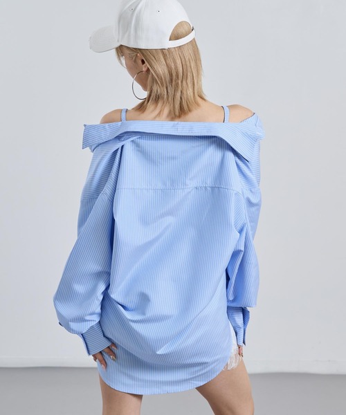 ANAP(アナップ)の「2way ストライプ オーバーサイズ シャツ(シャツ/ブラウス・レディース・クリア/ネイビー・F)」の12枚目の写真