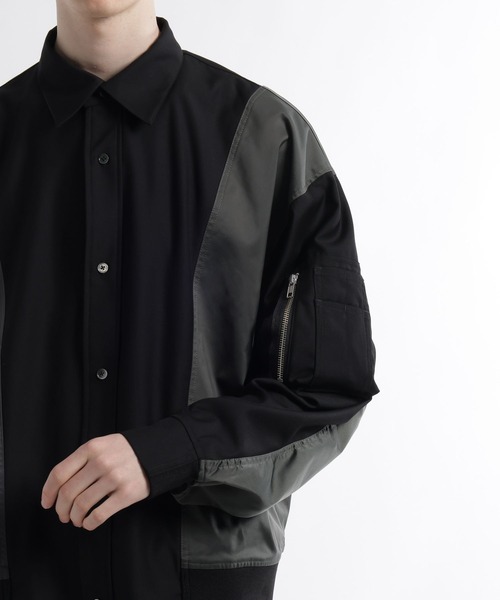 HARE（ハレ）の「【SET UP対応】FUSION CRAFT MA-1ドッキングシャツ(HARE)（シャツ/ブラウス・メンズ・ネイビー/ブラック・FREE）」の3枚目の写真