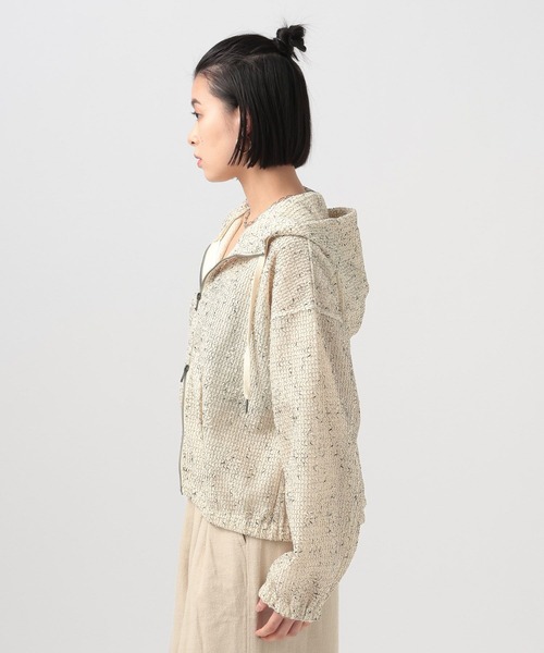 BAYFLOW（ベイフロー）の「[初夏まで着られる]メッシュパーカーブルゾン（ブルゾン・レディース・ブラック/オフホワイト・FREE）」の10枚目の写真