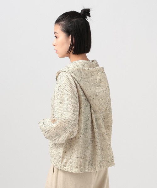 BAYFLOW（ベイフロー）の「[初夏まで着られる]メッシュパーカーブルゾン（ブルゾン・レディース・ブラック/オフホワイト・FREE）」の7枚目の写真