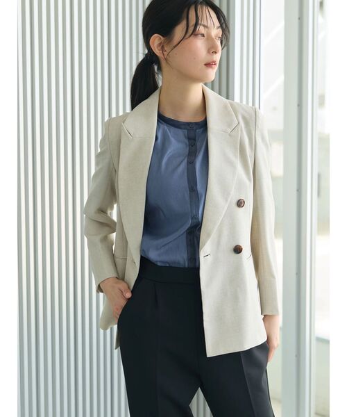 TONAL（トーナル）の「チンツギャザースリーブシャツ（シャツ/ブラウス・レディース・インディゴブルー/ピンク/ベージュ・MEDIUM）」の14枚目の写真