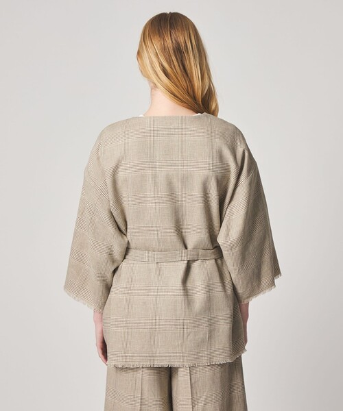 Steven Alan(スティーブンアラン)の「<Steven Alan>チェック カシュクール シャツジャケット(ノーカラージャケット・レディース・ベージュ・S/M)」の7枚目の写真