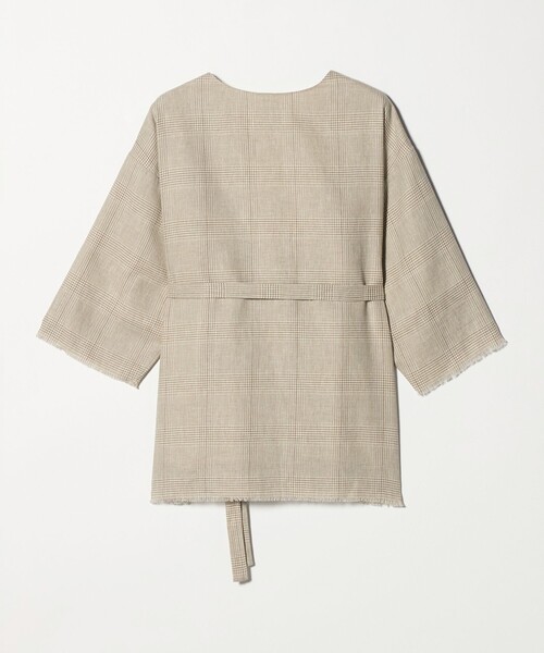 Steven Alan＞チェック カシュクール シャツジャケット（ノーカラー