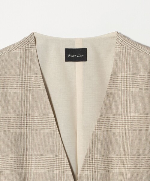 Steven Alan＞チェック カシュクール シャツジャケット（ノーカラー
