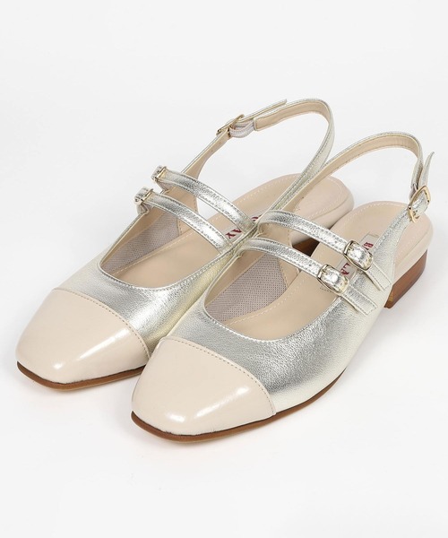 BARCLAY(バークレー)の「BARCLAY(バークレー)ダブルストラップバックバンドシューズ(パンプス・レディース・プラチナム/ブラック・22cm/22.5cm/23cm/23.5cm/24cm/24.5cm)」の2枚目の写真
