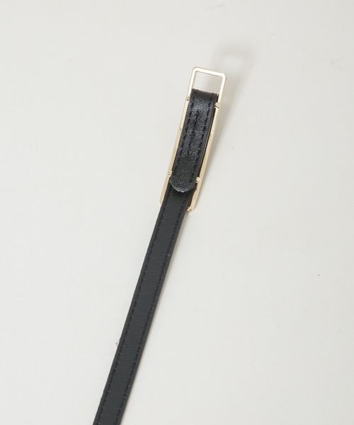 NANO universe（ナノユニバース）の「無段階調整 レクタングル型バックルベルト（ベルト・レディース・ブラック/ベージュ・F）」の4枚目の写真