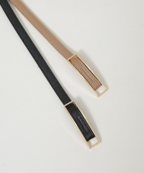 NANO universe（ナノユニバース）の「無段階調整 レクタングル型バックルベルト（ベルト・レディース・ブラック/ベージュ・F）」の7枚目の写真