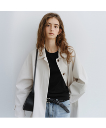 Hidden button half trench coat