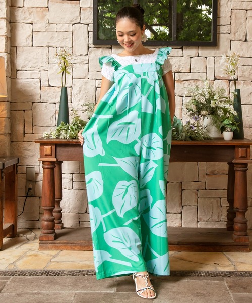 Maunaloa(マウナロア)の「【Maunaloa】アンスリウムサロペットパンツ(サロペット/オーバーオール・レディース・グリーン/ターコイズブルー/パープル・FREE)」の2枚目の写真