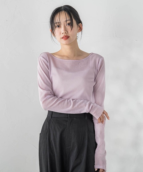 Droite lautreamont（ドロワットロートレアモン）の「コットンサラチュールカットソー（Tシャツ/カットソー・レディース・ピンク/ブラック/オフホワイト・M）」の3枚目の写真