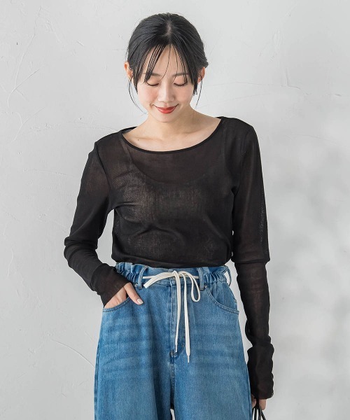 Droite lautreamont（ドロワットロートレアモン）の「コットンサラチュールカットソー（Tシャツ/カットソー・レディース・ピンク/ブラック/オフホワイト・M）」の17枚目の写真