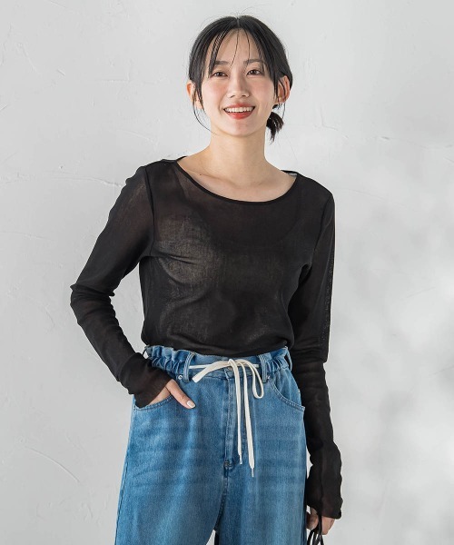 Droite lautreamont（ドロワットロートレアモン）の「コットンサラチュールカットソー（Tシャツ/カットソー・レディース・ピンク/ブラック/オフホワイト・M）」の18枚目の写真