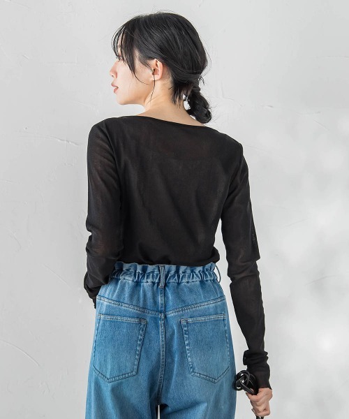 Droite lautreamont（ドロワットロートレアモン）の「コットンサラチュールカットソー（Tシャツ/カットソー・レディース・ピンク/ブラック/オフホワイト・M）」の20枚目の写真