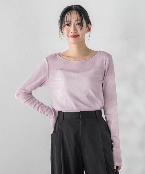 Droite lautreamont（ドロワットロートレアモン）の「コットンサラチュールカットソー（Tシャツ/カットソー・レディース・ピンク/ブラック/オフホワイト・M）」の9枚目の写真