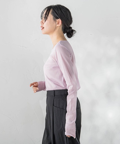 Droite lautreamont（ドロワットロートレアモン）の「コットンサラチュールカットソー（Tシャツ/カットソー・レディース・ピンク/ブラック/オフホワイト・M）」の11枚目の写真