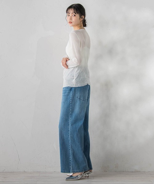 Droite lautreamont（ドロワットロートレアモン）の「コットンサラチュールカットソー（Tシャツ/カットソー・レディース・ピンク/ブラック/オフホワイト・M）」の7枚目の写真