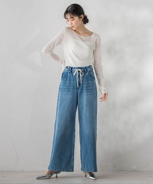 Droite lautreamont（ドロワットロートレアモン）の「コットンサラチュールカットソー（Tシャツ/カットソー・レディース・ピンク/ブラック/オフホワイト・M）」の5枚目の写真