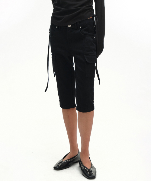 PLACE STUDIO（プレイススタジオ）の「スタッドポイントダブルカーゴウィメンズバイカーカットパンツ[ブラック]（その他パンツ・レディース・ブラック・FREE）」の5枚目の写真