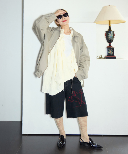 CITYSHOP(シティーショップ)の「TanC TOKYO OLDPARK x TanC EMBROIDERY SH TC26A-051:ハーフパンツ(その他パンツ・レディース・ブラック・32/30)」の15枚目の写真