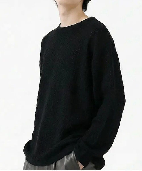 revertical（リバーティカル）の「ワッフル編み ルーズシルエット クルーネック ロングスリーブTシャツ（Tシャツ/カットソー・メンズ・グリーン/ブラウン/テラコッタ/ブラック/アイボリー・MEDIUM/LARGE/SMALL）」の10枚目の写真