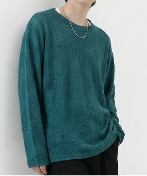 revertical（リバーティカル）の「ワッフル編み ルーズシルエット クルーネック ロングスリーブTシャツ（Tシャツ/カットソー・メンズ・グリーン/ブラウン/テラコッタ/ブラック/アイボリー・MEDIUM/LARGE/SMALL）」の13枚目の写真