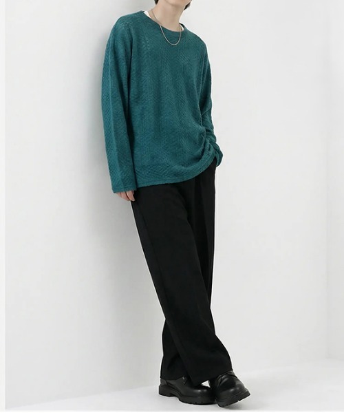 revertical（リバーティカル）の「ワッフル編み ルーズシルエット クルーネック ロングスリーブTシャツ（Tシャツ/カットソー・メンズ・グリーン/ブラウン/テラコッタ/ブラック/アイボリー・MEDIUM/LARGE/SMALL）」の22枚目の写真