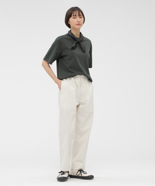 MHL.（エムエイチエル）の「RAW SLUB COTTON JERSEY（Tシャツ/カットソー・レディース・ダークグリーン/ホワイト・2）」の6枚目の写真