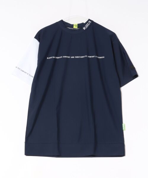 LUXE/R GOLF(ラグジュ ゴルフ)の「(RM)【LUXE/R GOLF】ストレッチ スムース ロゴ ハイネック バイカラー Tシャツ(Tシャツ/カットソー・メンズ・ネイビー/チャコールグレー/ブラック/ホワイト・X-LARGE/LARGE/MEDIUM)」の4枚目の写真