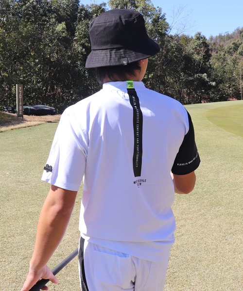 LUXE/R GOLF(ラグジュ ゴルフ)の「(RM)【LUXE/R GOLF】ストレッチ スムース ロゴ ハイネック バイカラー Tシャツ(Tシャツ/カットソー・メンズ・ネイビー/チャコールグレー/ブラック/ホワイト・X-LARGE/LARGE/MEDIUM)」の8枚目の写真